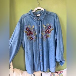 90s vintage jeans button up shirt